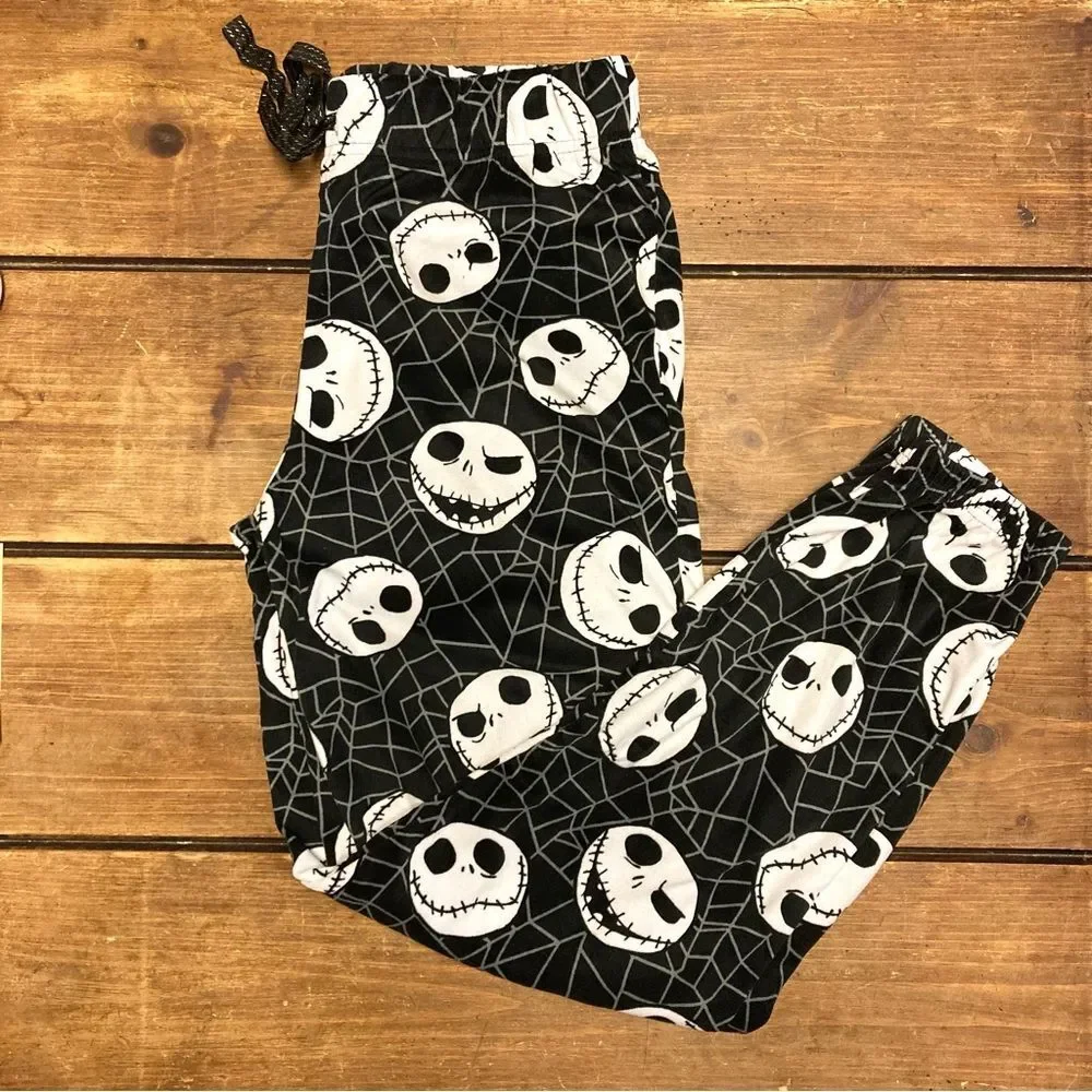 Nightmare Before Christmas Jack Skellington Black Pajama Joggers Medium NWT - Picture 1 of 7